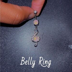Elegant Silver and Pink Belly Ring